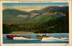 Speed boats on Lake Lure, Western North Carolina Postcard Postcard