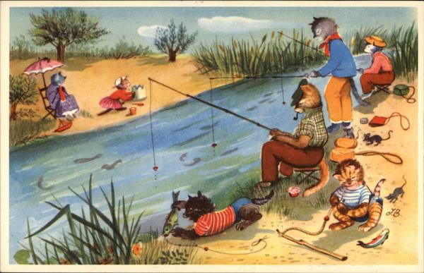 Mainzer Cats Fishing in the River