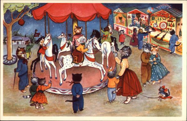 Cats on a Merry-go-Round While Other Cats Watch