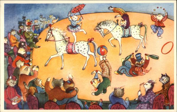 Circus ring with cat audience