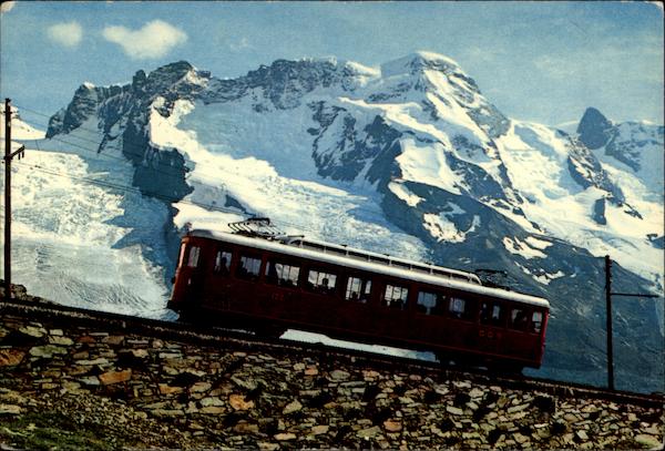 Die Gornergratbahn, Zermatt-Gornergrat 1616-3130 m Breithorn Switzerland