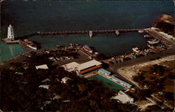 Aerial view of Davis Marathon Motel and Docks Postcard