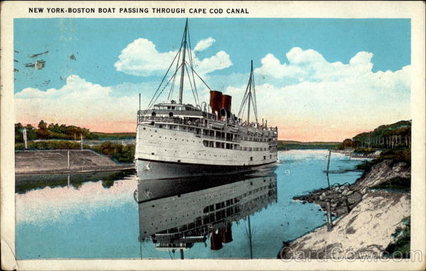 New York-Boston Boat Passing Through Cape Cod Canal