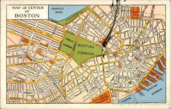 Map of Center of Boston Massachusetts
