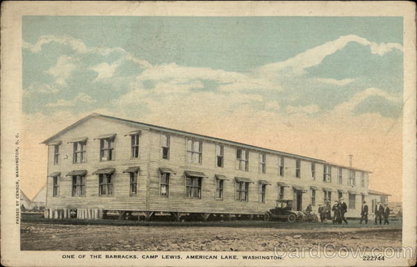One of the Barracks, Camp Lewis, American Lake, Washington
