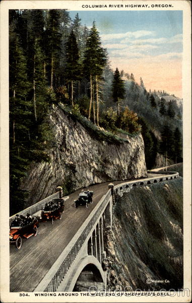 Columbia River Highway, Oregon, winding around the west end of Shepperd's Dell