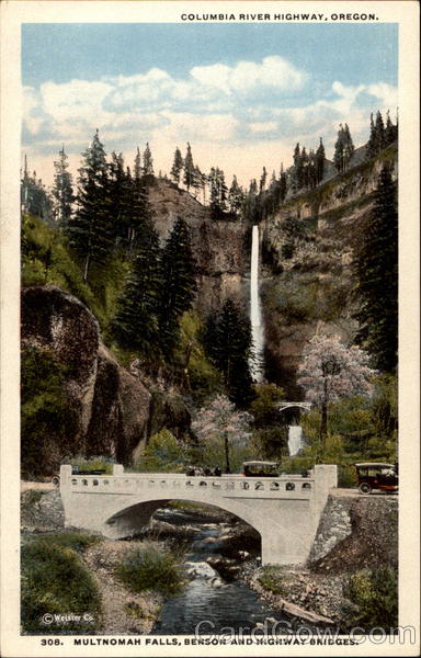 Multnomah Falls, Benson and highway bridges Columbia River Highway Oregon