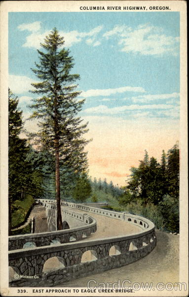 Columbia River Highway, Oregon. East approach to Eagle Creek Bridge