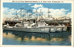 U.S. Navy Submarine Chasers, U.S. Navy Yard, Portsmouth. Va Virginia Postcard Postcard