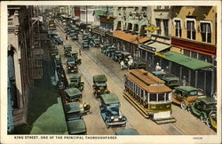 King Street, One of the Principal Thoroughfares Cars Postcard Postcard