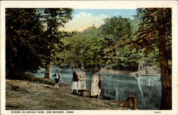 Scene in Union Park, Des Moines, Iowa Postcard Postcard