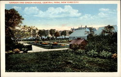 Garden and Green House, Central Park Postcard