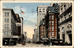 Broadway, Looking north from Yamhill Street Postcard