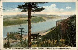 Showing Rooster Rock and Vista House, Columbia River Highway Columbia River Gorge, OR Postcard Postcard
