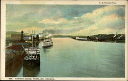 Harbor Scene, Portland, Oregon Postcard