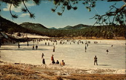 Skaters on Evergreen Dam Postcard