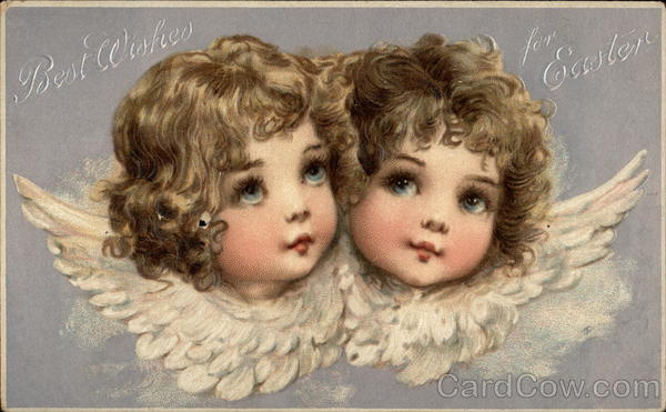 Two Sweet-Faced Cherubs With Angels