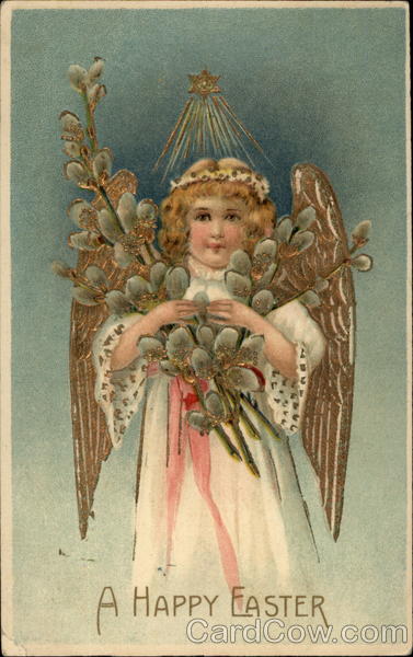 A Pretty Angel With Easter Offerings With Angels