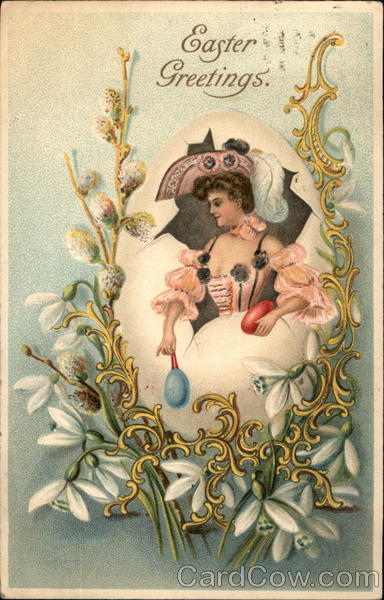 Victorian Lady with Easter Eggs
