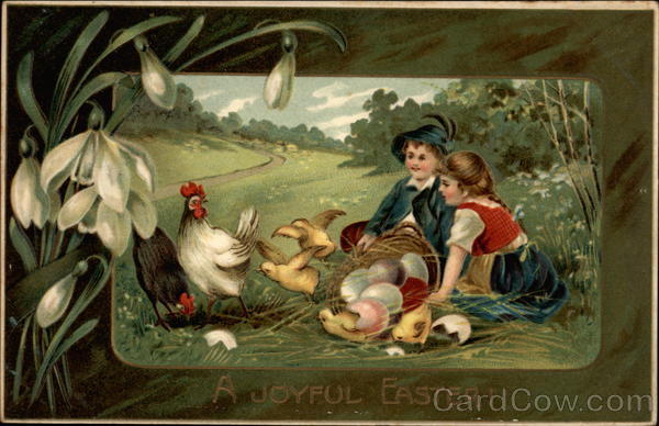 Children, Hen and Hatching Chicks With Children