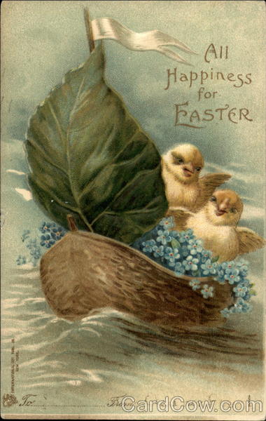Chicks in boat with flowers With Chicks
