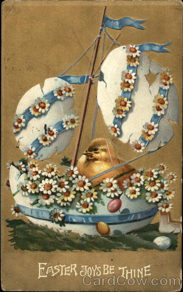 Festive Easter Egg Boat and Chick Eggs
