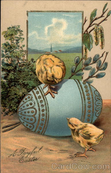 Two Chicks And A Blue Egg With Chicks