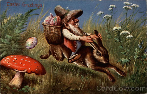 Gnome Riding Bunny With Bunnies