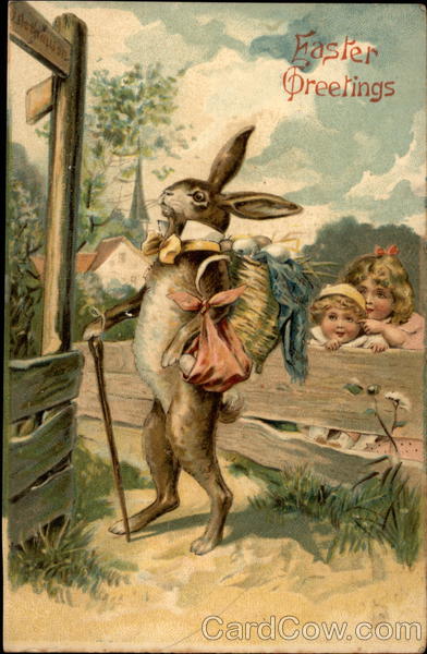 Easter bunny with children