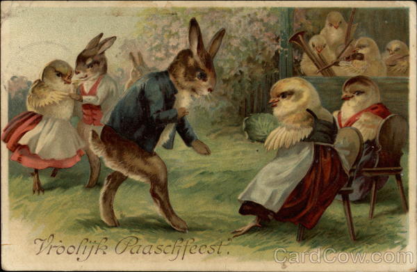 Rabbit asking a chick to dance With Bunnies