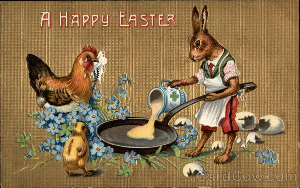 Bunny Fries Up Some Eggs for Tearful Hen and Chick