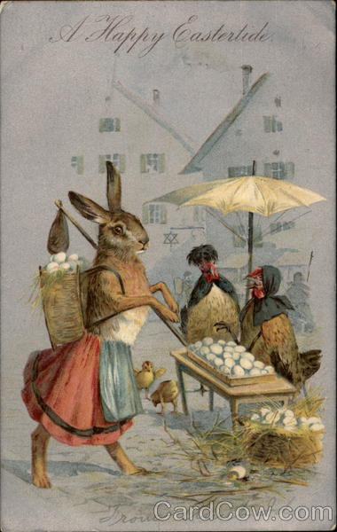 Momma Bunny Doing Easter Morning Market Shopping With Bunnies