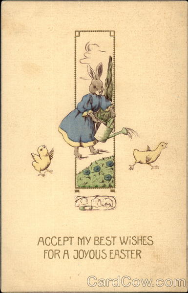 Bunny Watering Her Garden With Bunnies