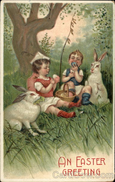 Children and bunnies on a picnic With Children