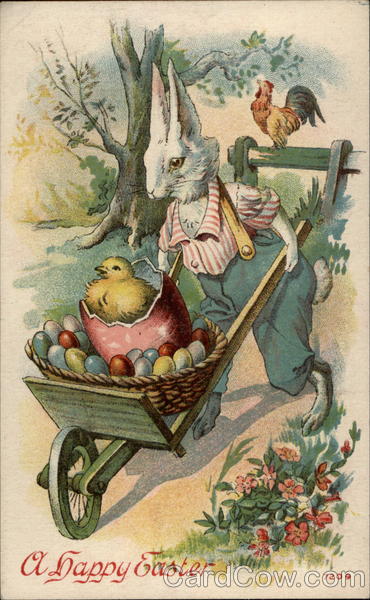 Farmer Bunny Off To Deliver Easter Eggs With Bunnies