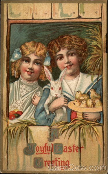 Two Grils with their Easter Treasures With Children