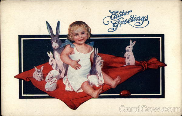 Baby Girl with Bunnies