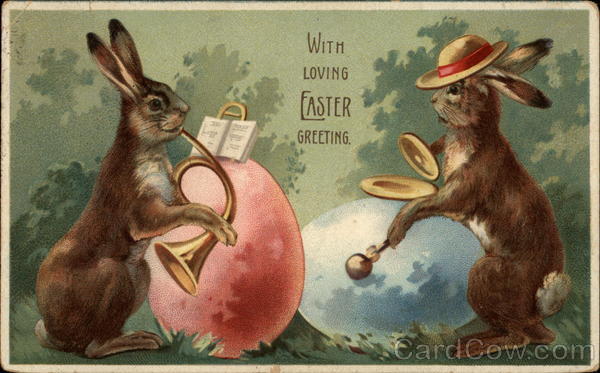 Bunny Musicians With Easter Eggs With Bunnies