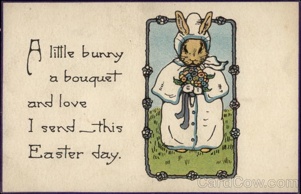 A Sweet Bunny Holding a Bouquet With Bunnies