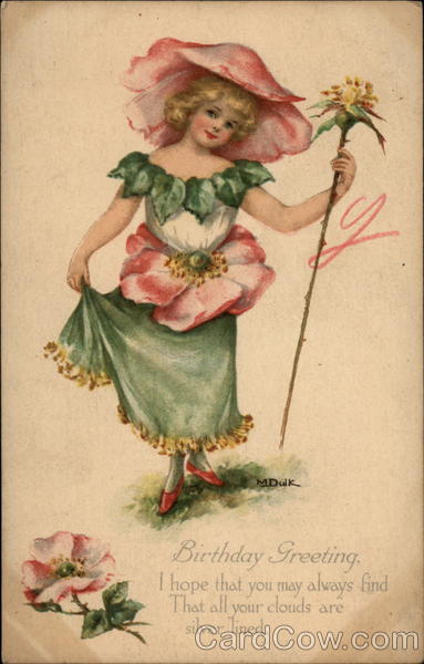 Birthday Greetings - Flower Girl M. Dulk Fantasy