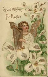 An Angel With A Harp Postcard