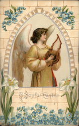 An Angel With A Harp Postcard