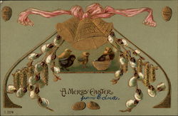 Chicks Beneath an Arch of Pussy Willow Postcard