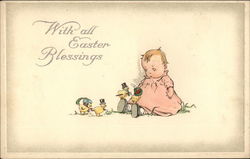 Baby Gazes at Well-Dressed Chicks With Children Postcard Postcard
