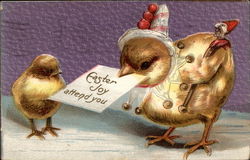 One chick gving Easter card to another chick Postcard