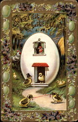 Chicks in an egg house Postcard