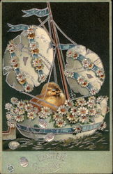 Chick in an Easter Boat Postcard