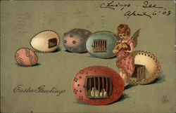 Easter angel with chicks Postcard