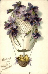 Chicks in a Hot Air Balloon Made of Eggshell Postcard