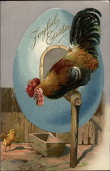 Junior Wishes Rooster Dad a Joyful Easter Postcard